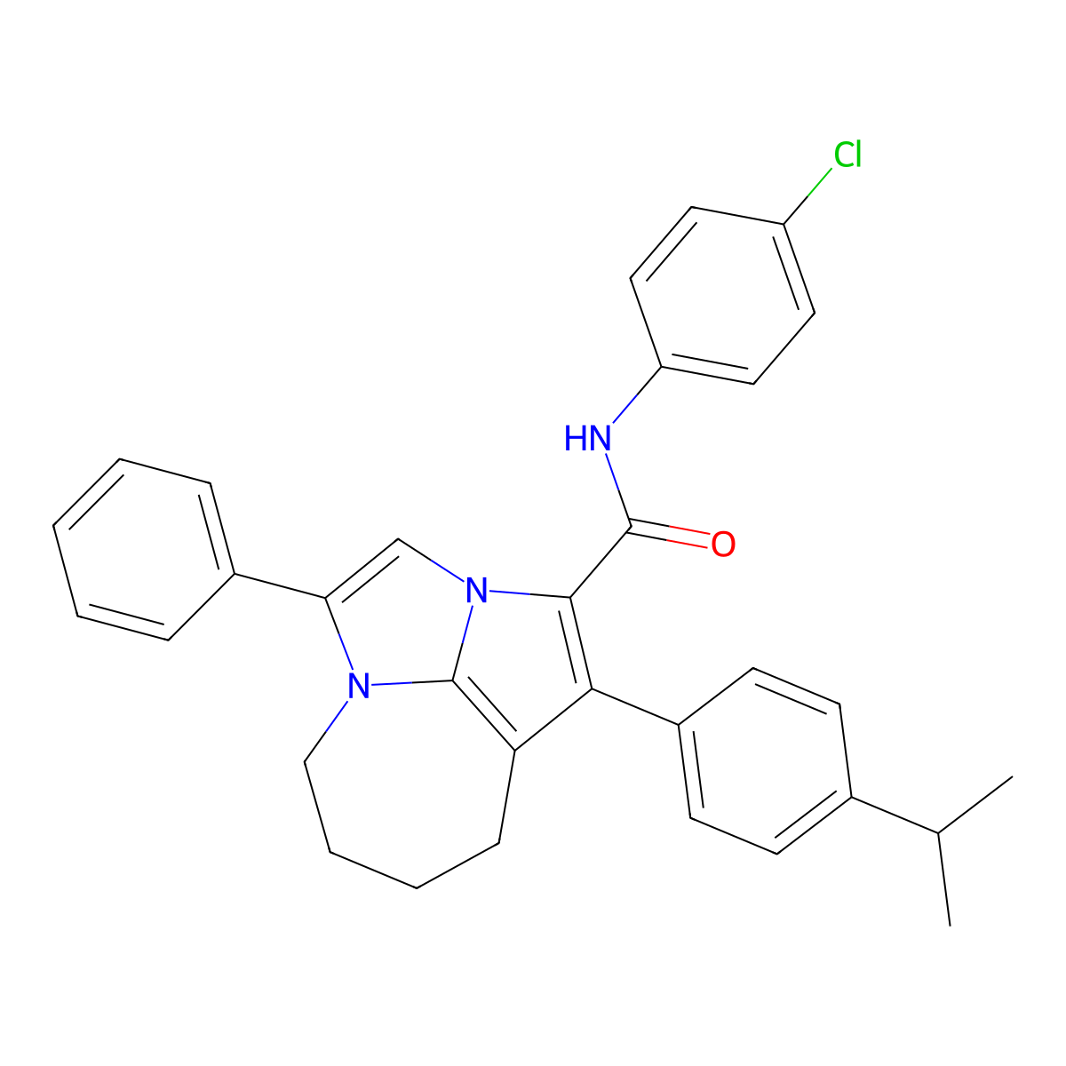N-(4-chlorophenyl)-4-phenyl-1-[4-(propan-2-yl)phenyl]-5,6,7,8-tetrahydro-2a,4a-diazacyclopenta[cd]azulene-2-carboxamide molecular structure, CAS 397291-57-5