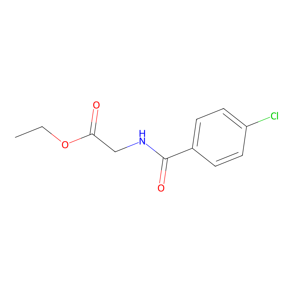 Ethyl 2-[(4-chlorobenzoyl)amino]acetate molecular structure, CAS 39735-52-9