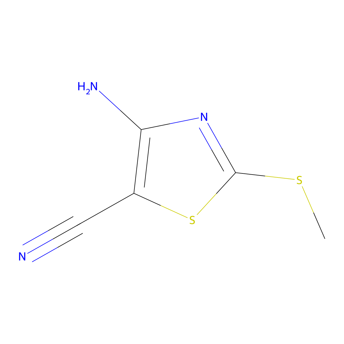 4-Amino-2-(methylsulfanyl)-1,3-thiazole-5-carbonitrile molecular structure, CAS 39736-28-2