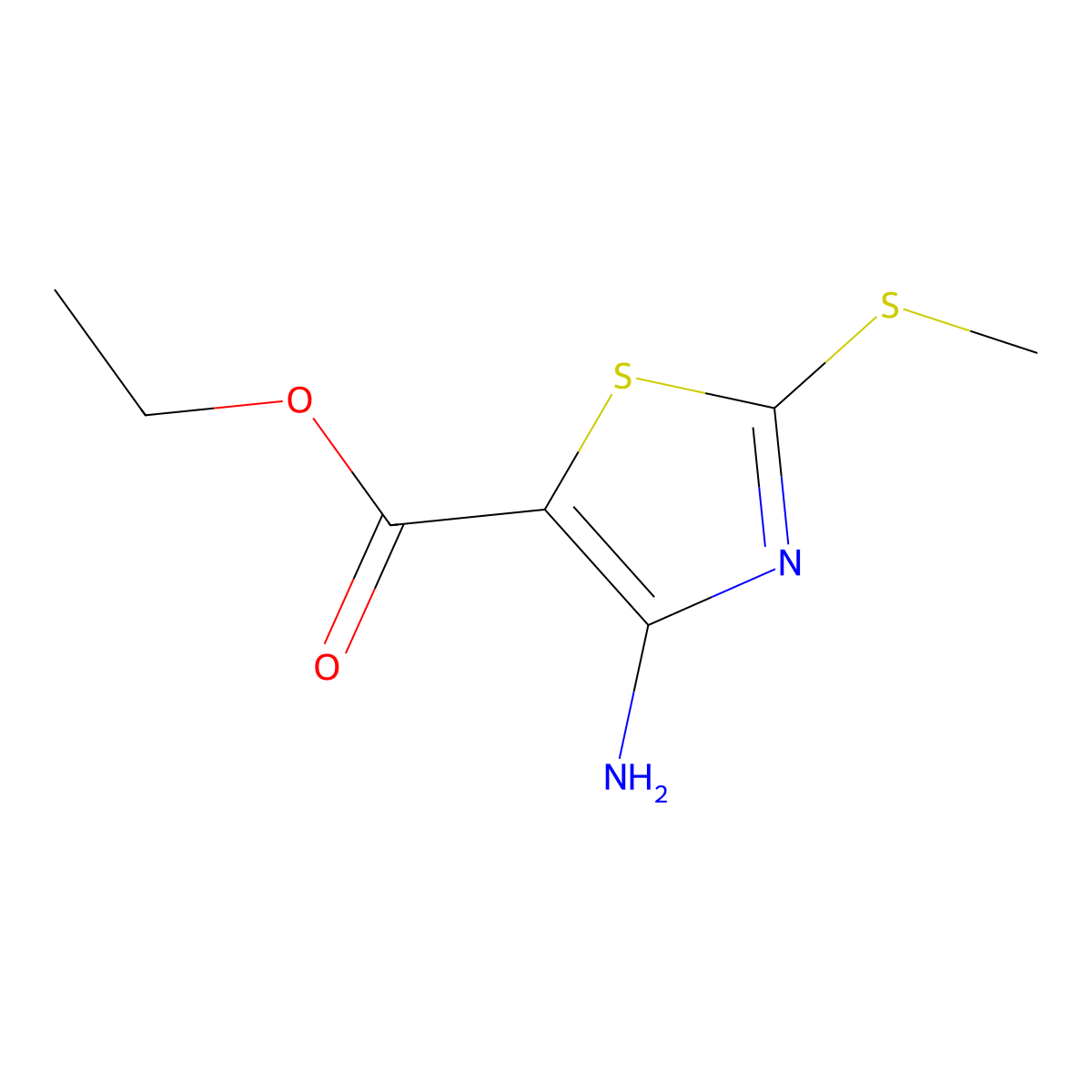 Ethyl 4-amino-2-(methylsulfanyl)-1,3-thiazole-5-carboxylate molecular structure, CAS 39736-29-3