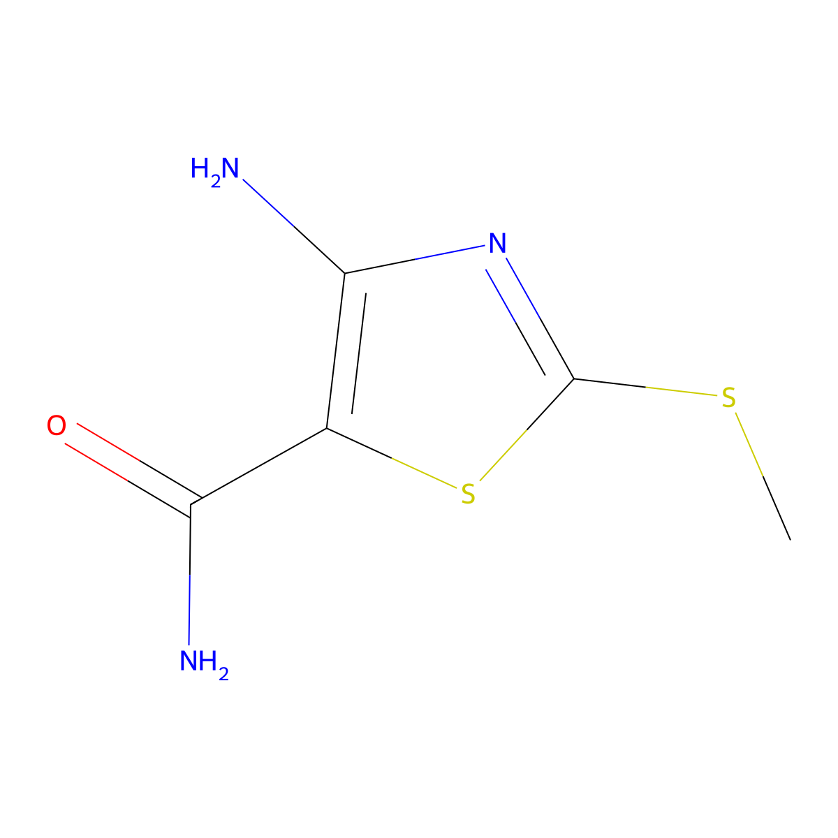 4-Amino-2-(methylsulfanyl)-1,3-thiazole-5-carboxamide molecular structure, CAS 39736-30-6