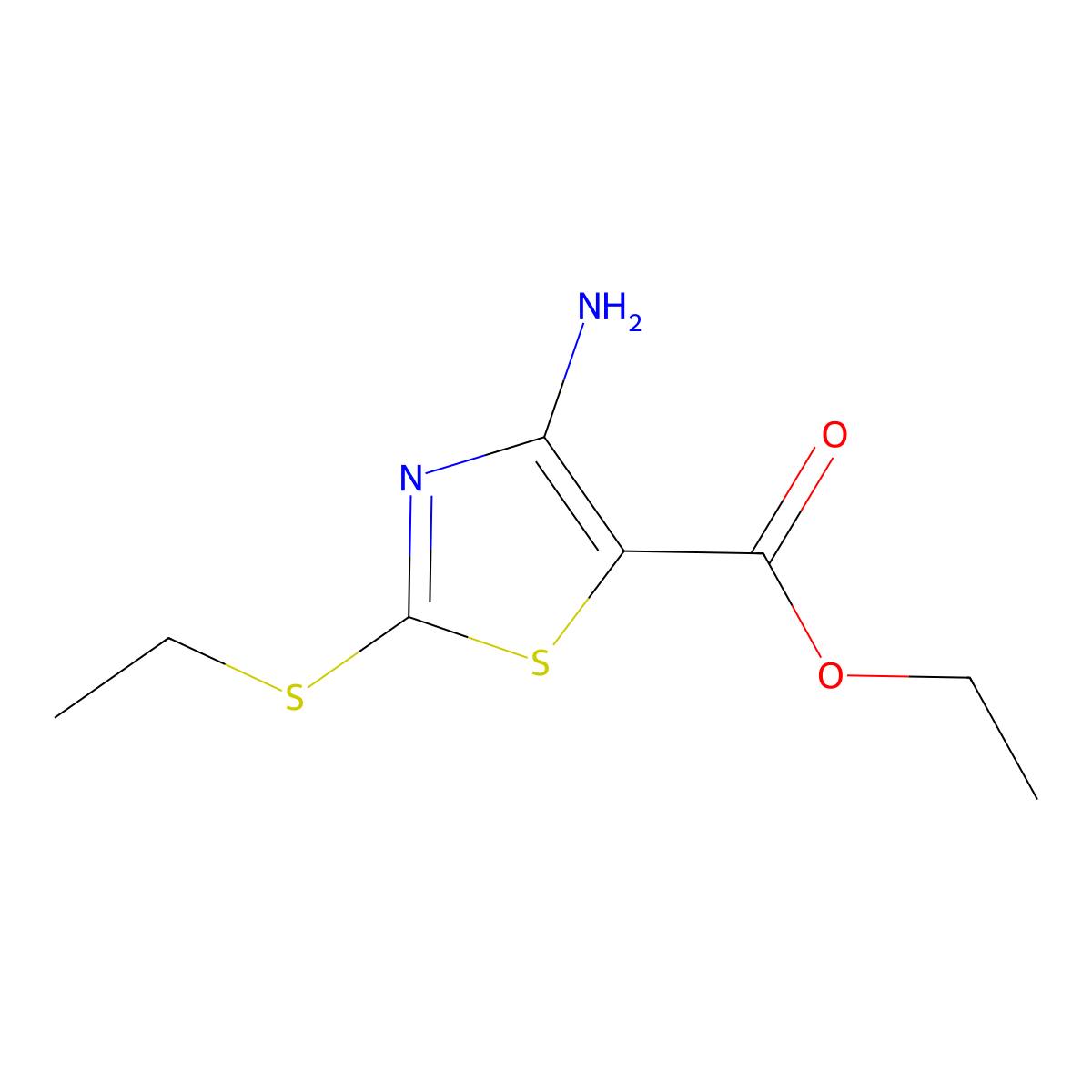 Ethyl 4-amino-2-(ethylsulfanyl)-1,3-thiazole-5-carboxylate molecular structure, CAS 39736-33-9