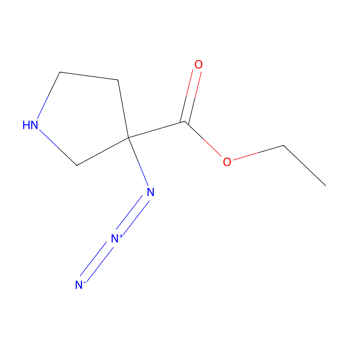 Ethyl 3-azidopyrrolidine-3-carboxylate molecular structure, CAS 39739-36-1