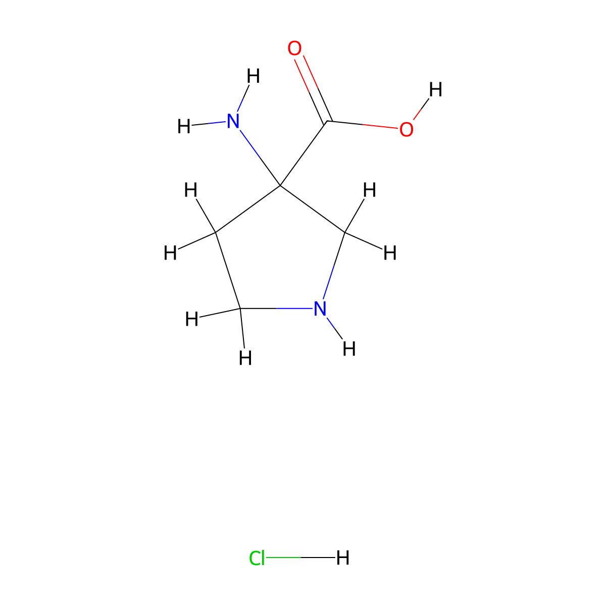 3-Aminopyrrolidine-3-carboxylic acid hydrochloride molecular structure, CAS 39739-38-3