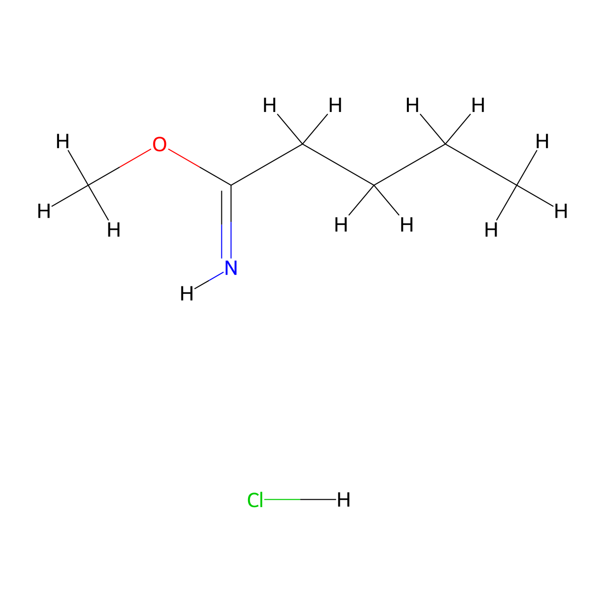 Methyl valerimidate hydrochloride molecular structure, CAS 39739-46-3