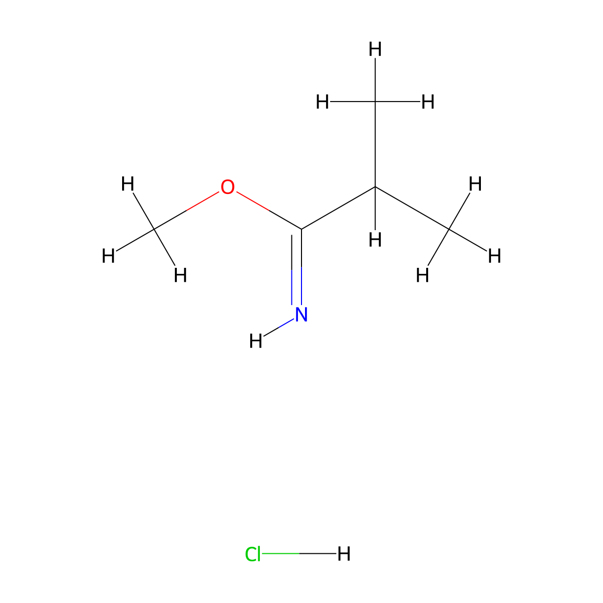 Methyl 2-methylpropanecarboximidate hydrochloride molecular structure, CAS 39739-60-1