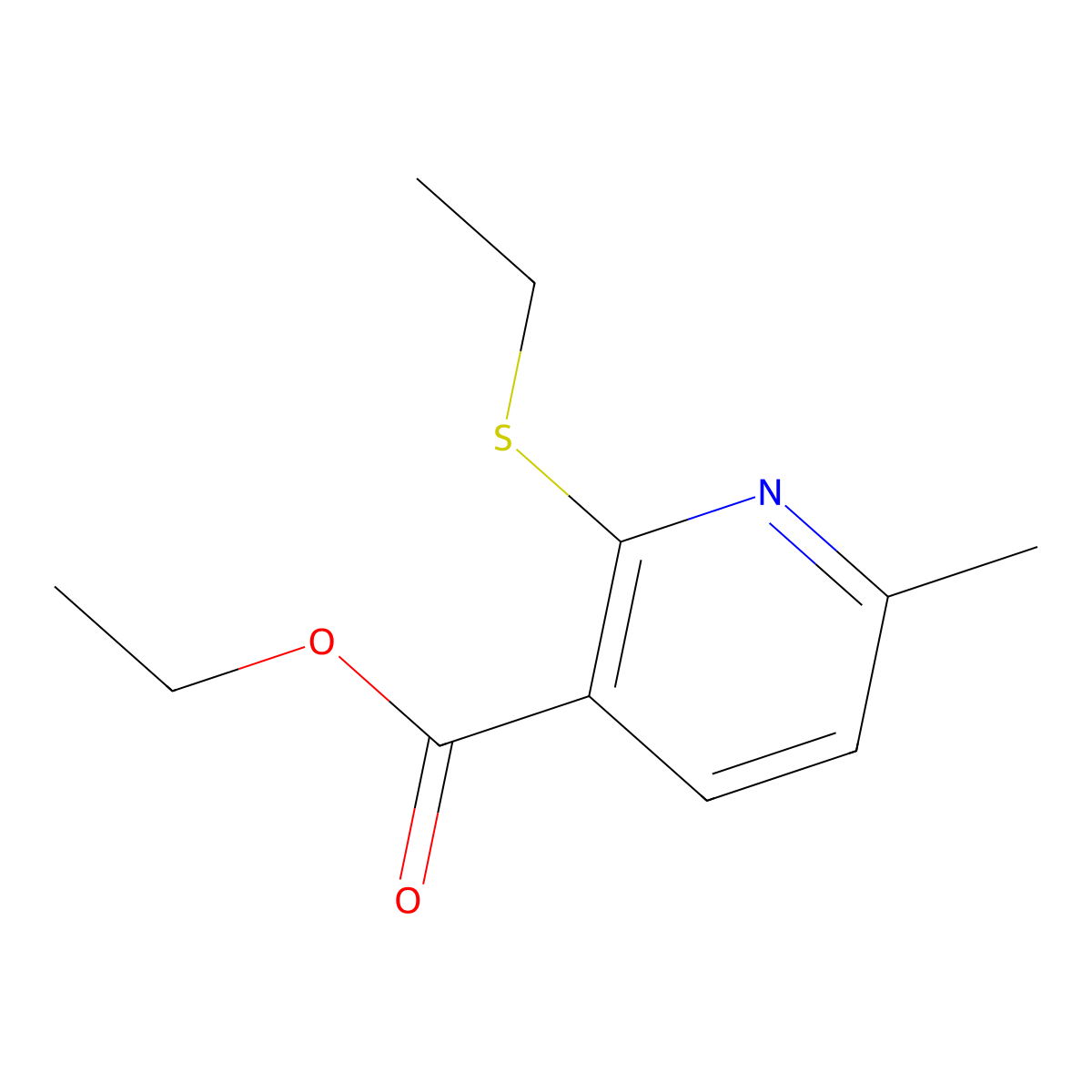 Ethyl 2-(ethylsulfanyl)-6-methylpyridine-3-carboxylate molecular structure, CAS 39745-25-0