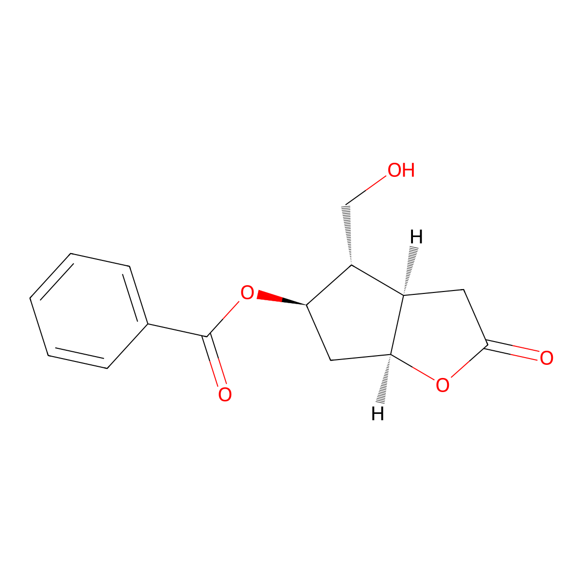 (3aR,4S,5R,6aS)-5-(Benzoyloxy)hexahydro-4-(hydroxymethyl)-2H-cyclopenta[b]furan-2-one molecular structure, CAS 39746-00-4