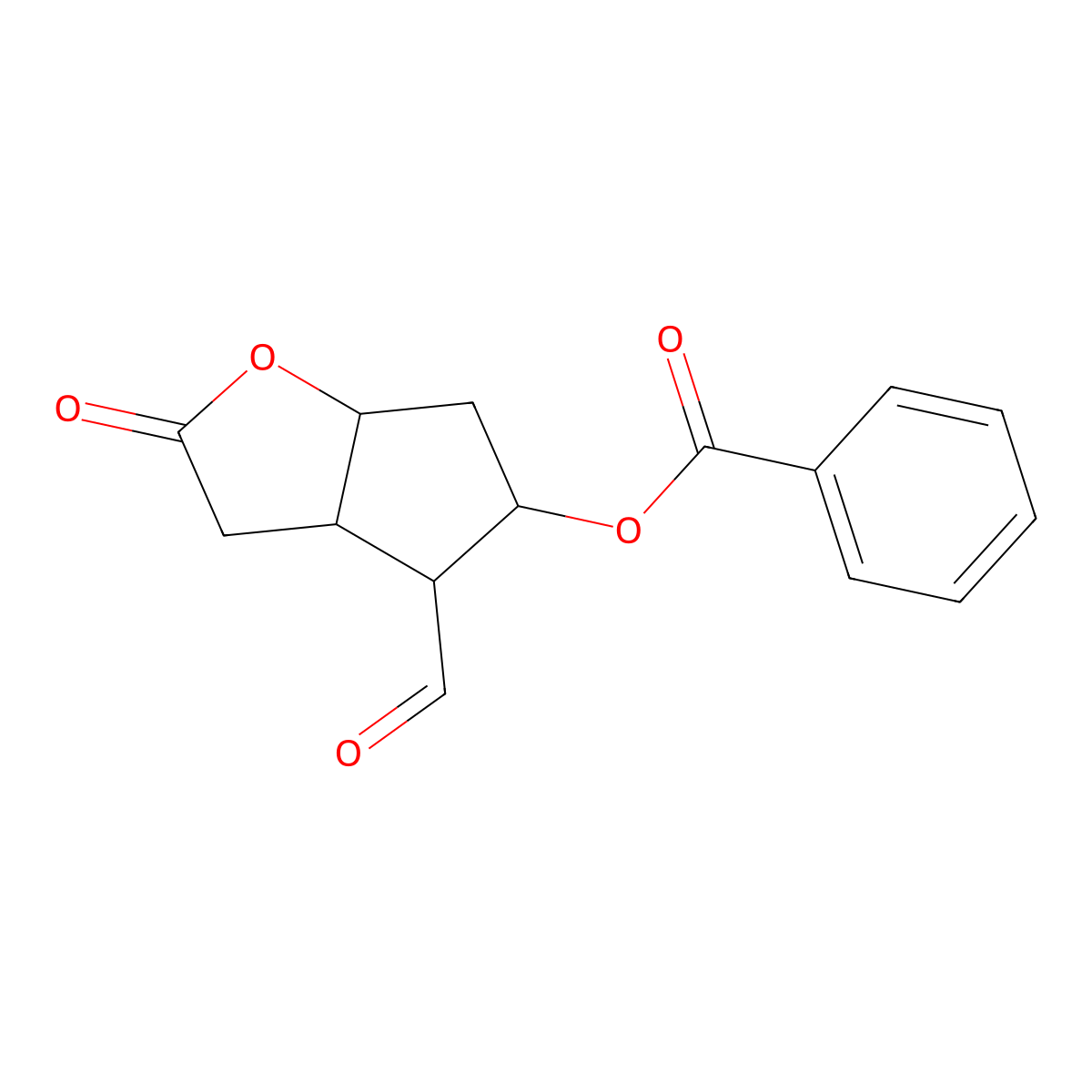 (3aR,4R,5R,6aS)-4-formyl-2-oxohexahydro-2H-cyclopenta[b]furan-5-yl benzoate molecular structure, CAS 39746-01-5