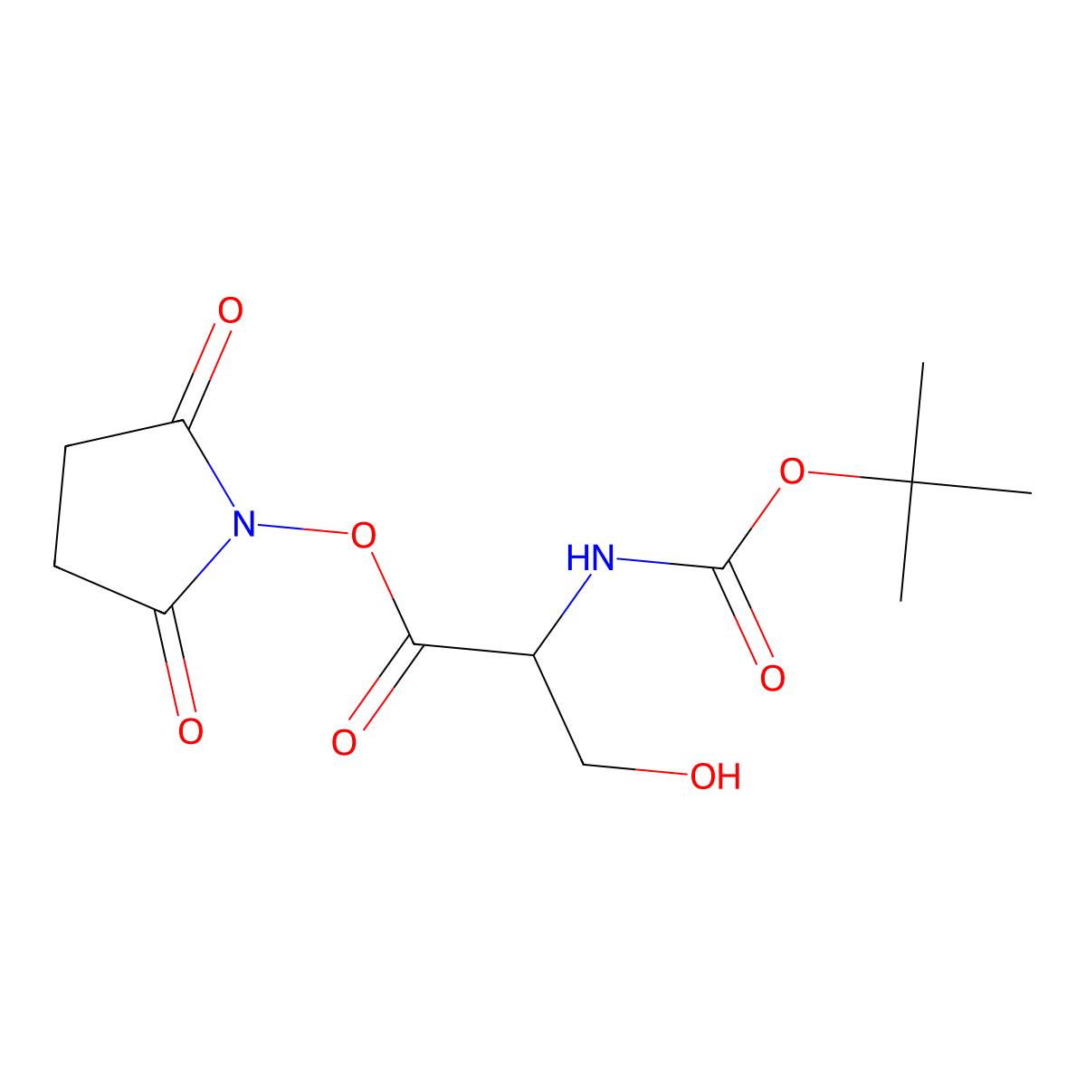 2,5-dioxopyrrolidin-1-yl (2S)-2-(((tert-butoxy)carbonyl)amino)-3-hydroxypropanoate molecular structure, CAS 39747-65-4
