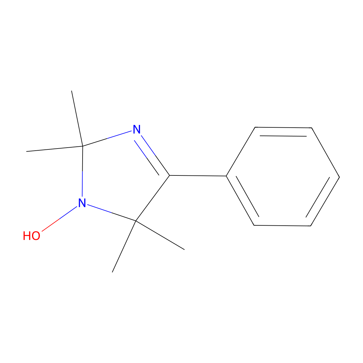 2,2,5,5-Tetramethyl-4-phenyl-2,5-dihydro-1H-imidazol-1-ol molecular structure, CAS 39753-68-9