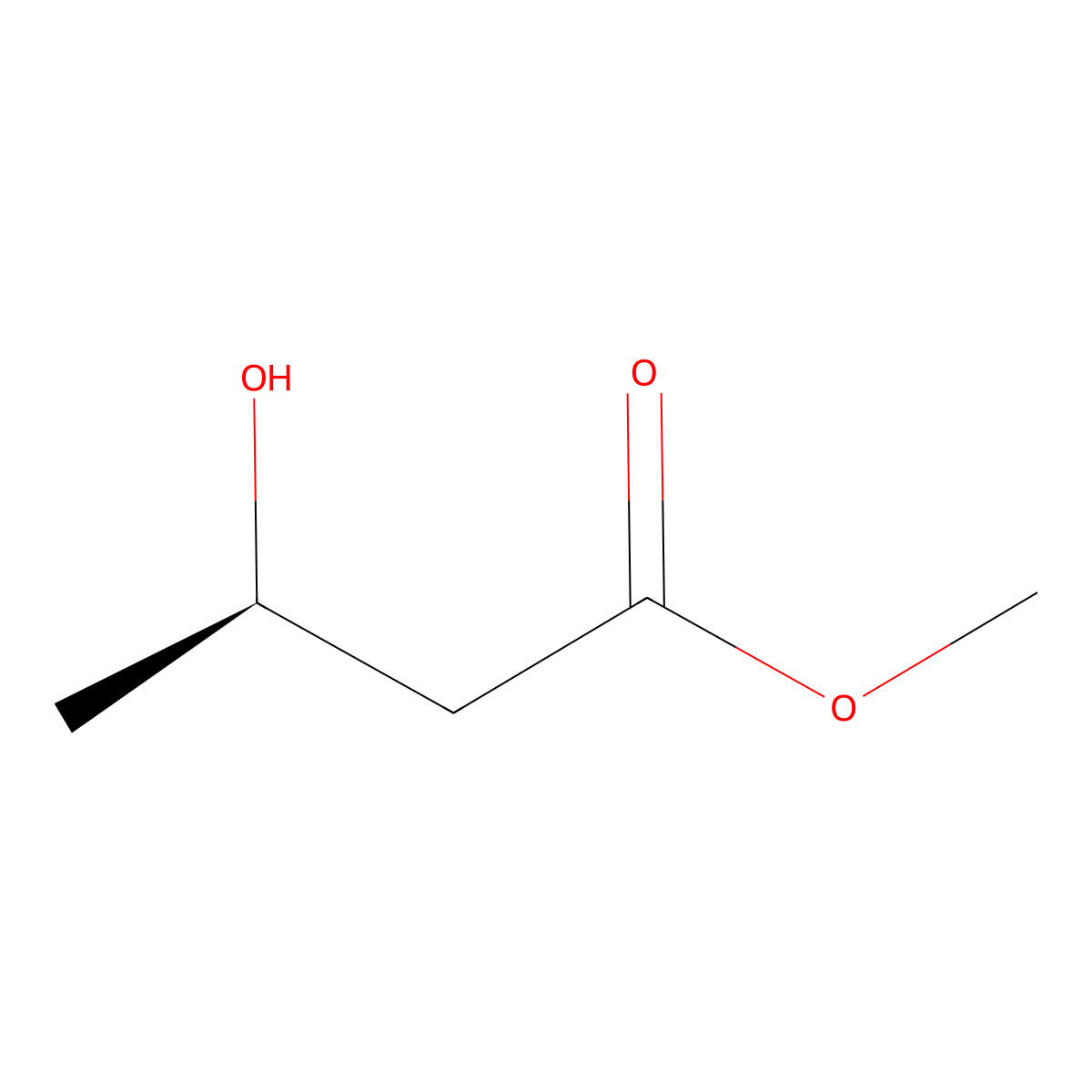Methyl 3-hydroxybutyrate, (R)- molecular structure, CAS 3976-69-0