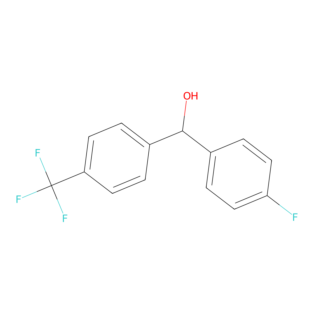 alpha-(4-Fluorophenyl)-4-(trifluoromethyl)benzenemethanol molecular structure, CAS 39768-86-0