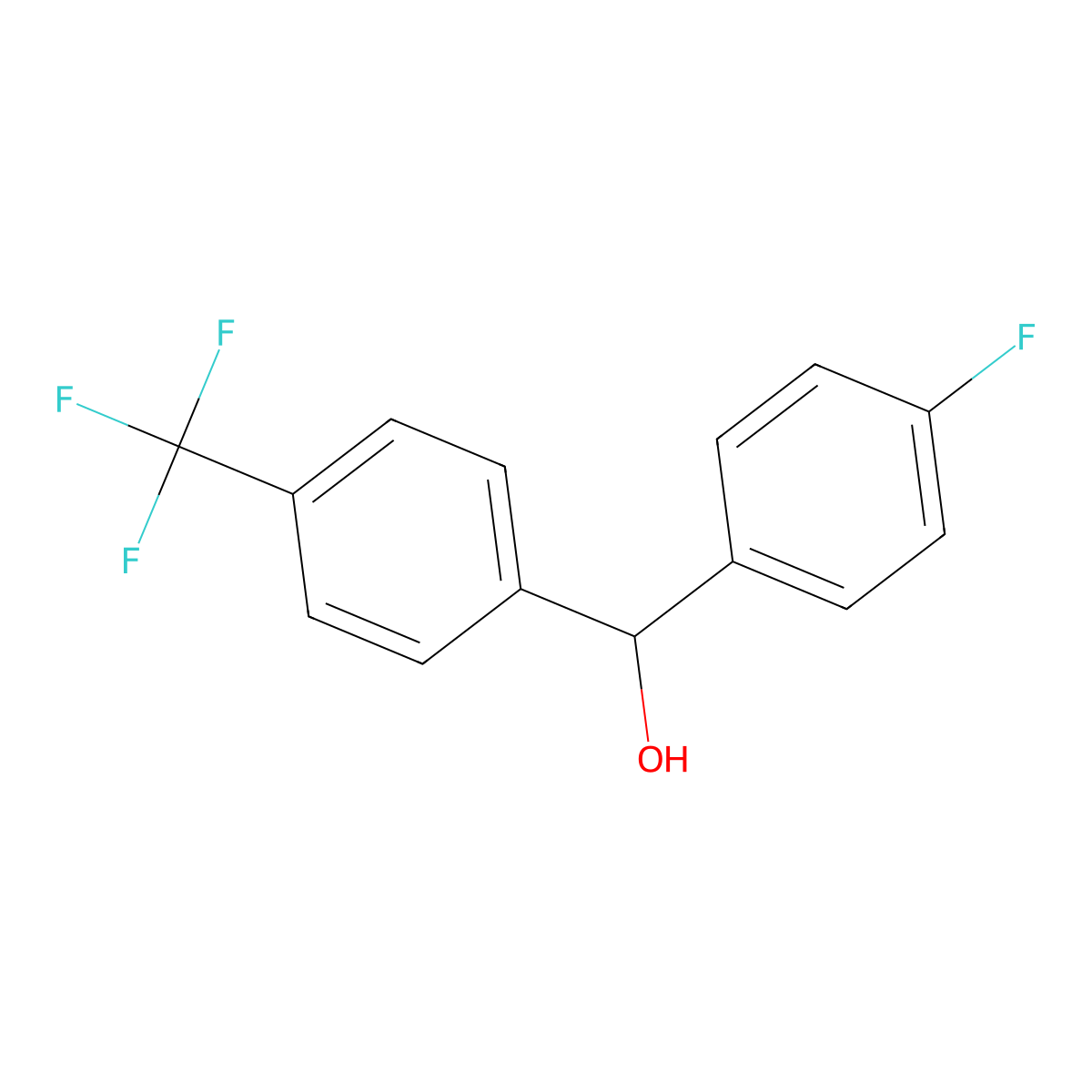 alpha-(4-Fluorophenyl)-4-(trifluoromethyl)benzenemethanol molecular structure, CAS 39768-86-0