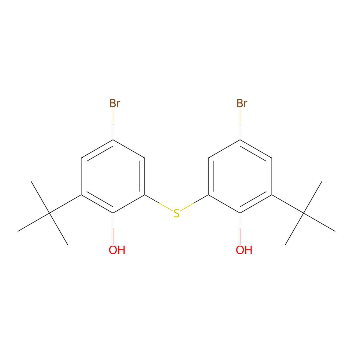 4-Bromo-2-(5-bromo-3-tert-butyl-2-hydroxyphenyl)sulfanyl-6-tert-butylphenol molecular structure, CAS 39769-79-4