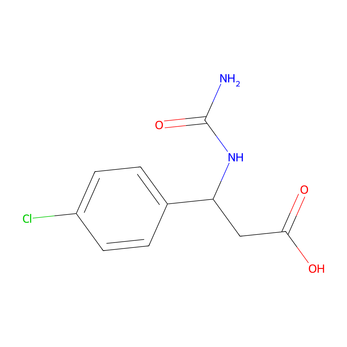 3-(Carbamoylamino)-3-(4-chlorophenyl)propanoic acid molecular structure, CAS 39773-45-0