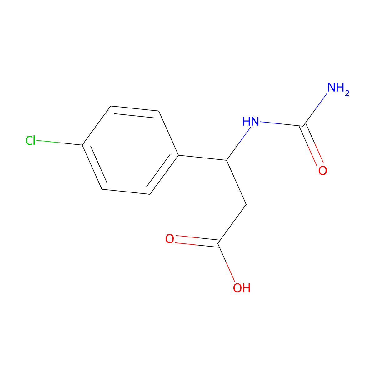 3-(Carbamoylamino)-3-(4-chlorophenyl)propanoic acid molecular structure, CAS 39773-45-0