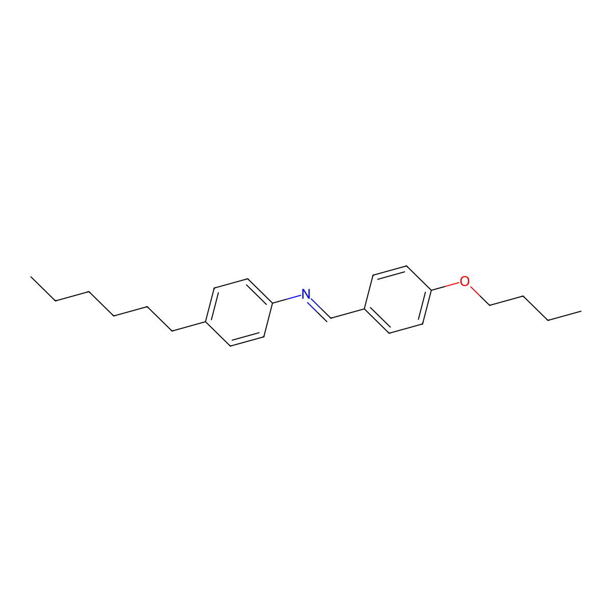 p-Butoxybenzylidene p-hexylaniline molecular structure, CAS 39777-12-3