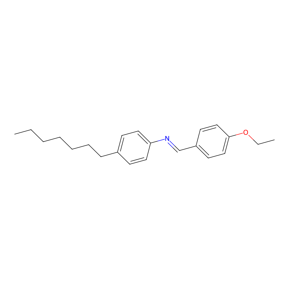p-Ethoxybenzylidene p-heptylaniline molecular structure, CAS 39777-17-8
