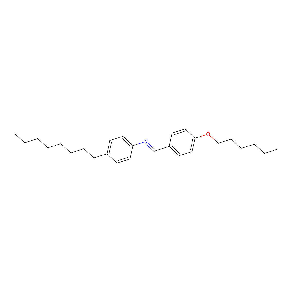 p-Hexyloxybenzylidene p-octylaniline molecular structure, CAS 39777-28-1