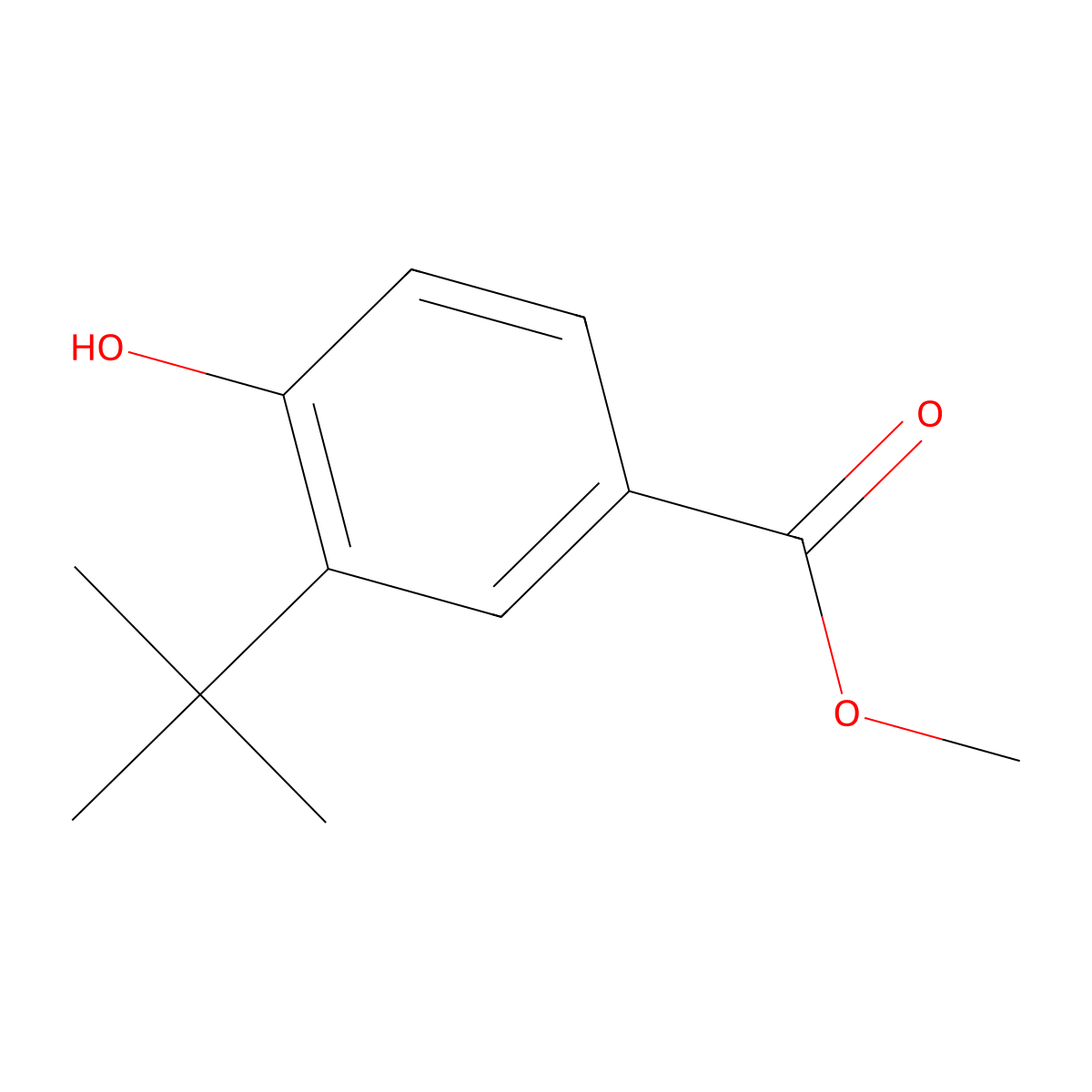Methyl 3-tert-butyl-4-hydroxybenzoate molecular structure, CAS 39778-63-7