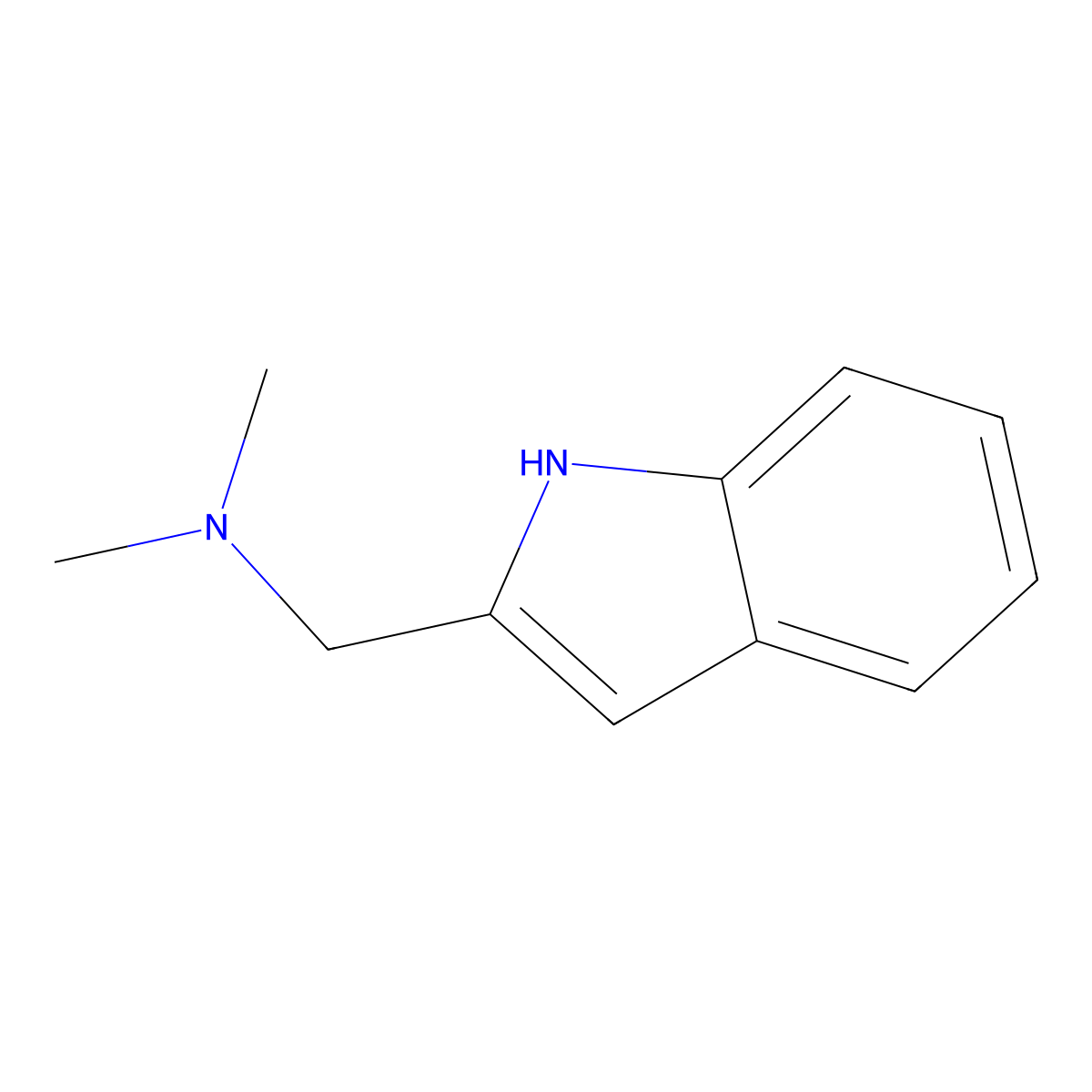 1-(1H-indol-2-yl)-N,N-dimethylmethanamine molecular structure, CAS 3978-16-3