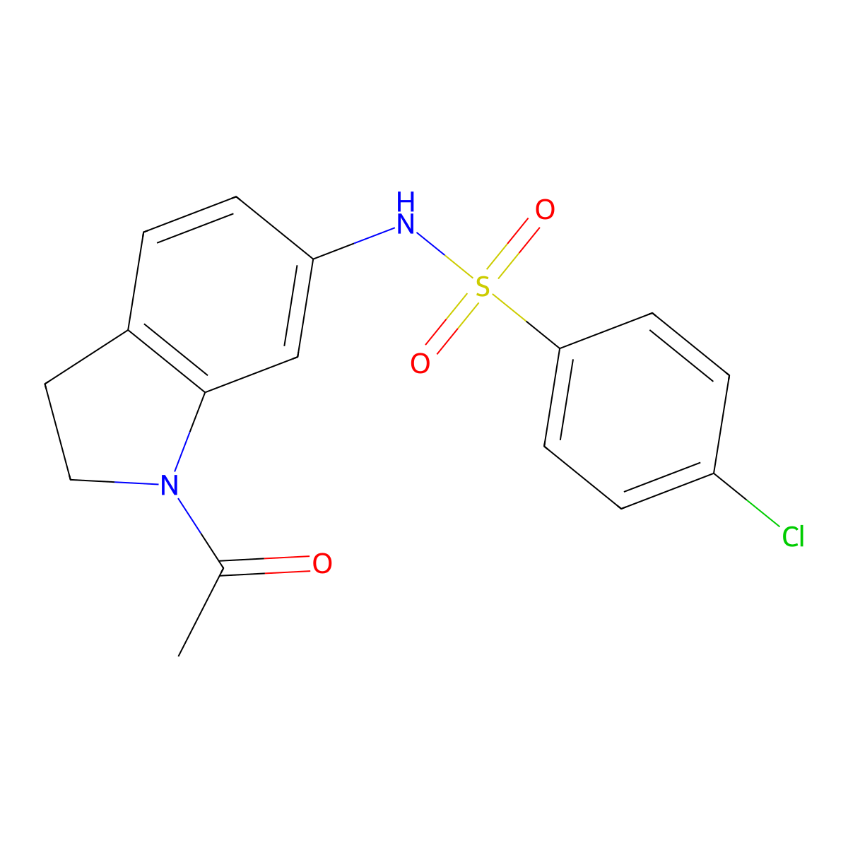 N-(1-acetyl-2,3-dihydro-1H-indol-6-yl)-4-chlorobenzene-1-sulfonamide molecular structure, CAS 397842-24-9