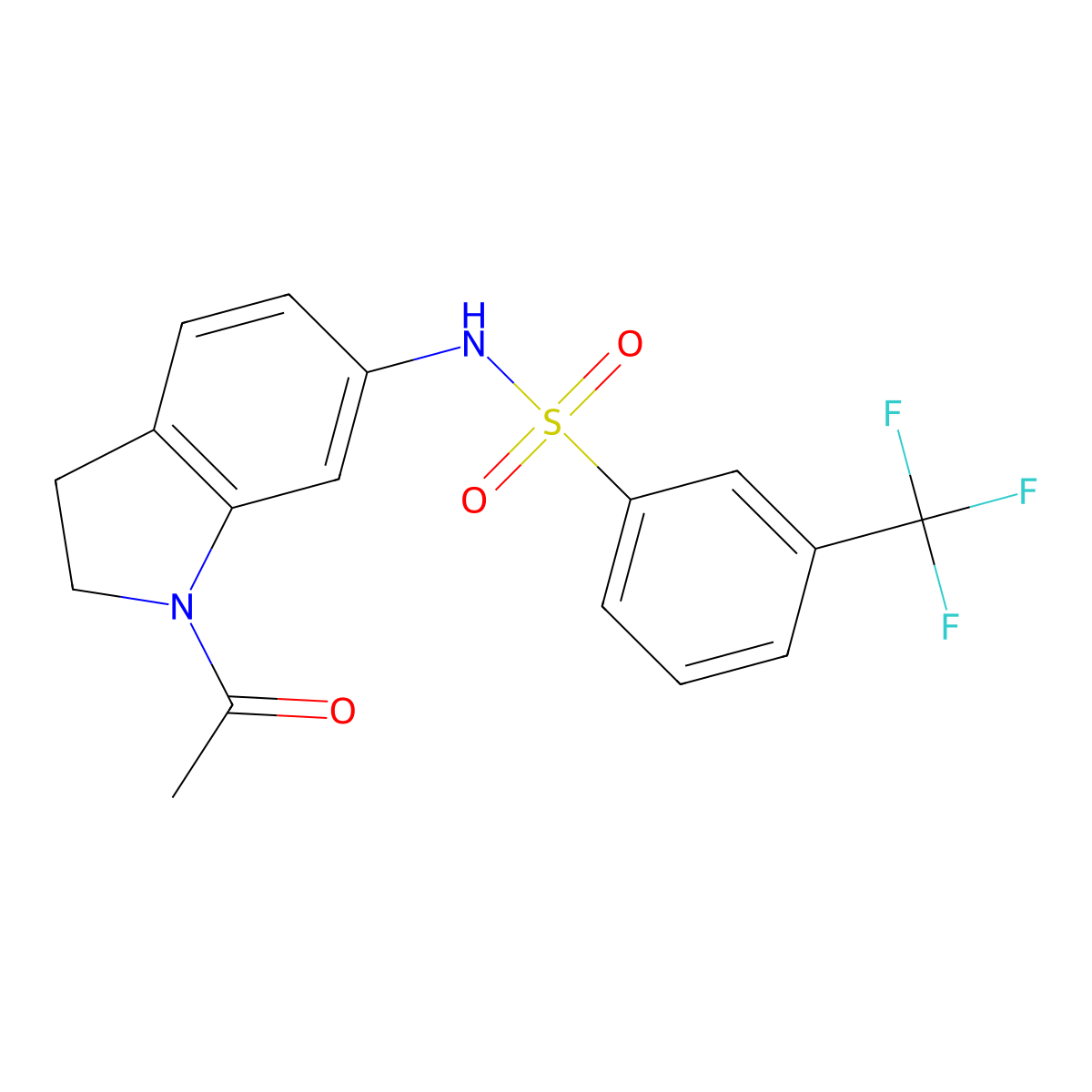 N-(1-acetyl-2,3-dihydro-1H-indol-6-yl)-3-(trifluoromethyl)benzene-1-sulfonamide molecular structure, CAS 397842-25-0