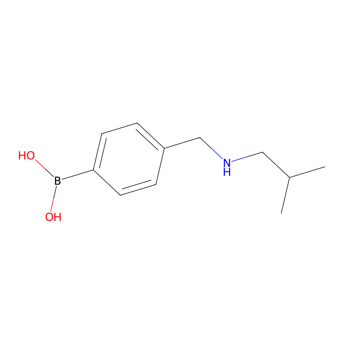 4-[[(2-Methylpropyl)amino]methyl]phenylboronic acid molecular structure, CAS 397843-60-6