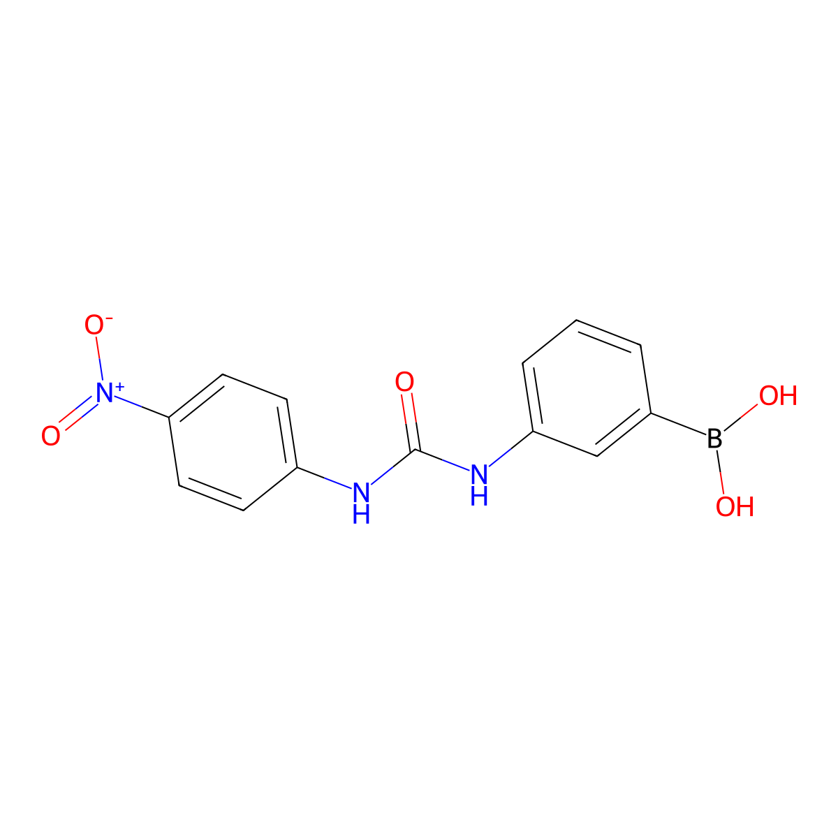 (3-(3-(4-Nitrophenyl)ureido)phenyl)boronic acid molecular structure, CAS 397843-84-4