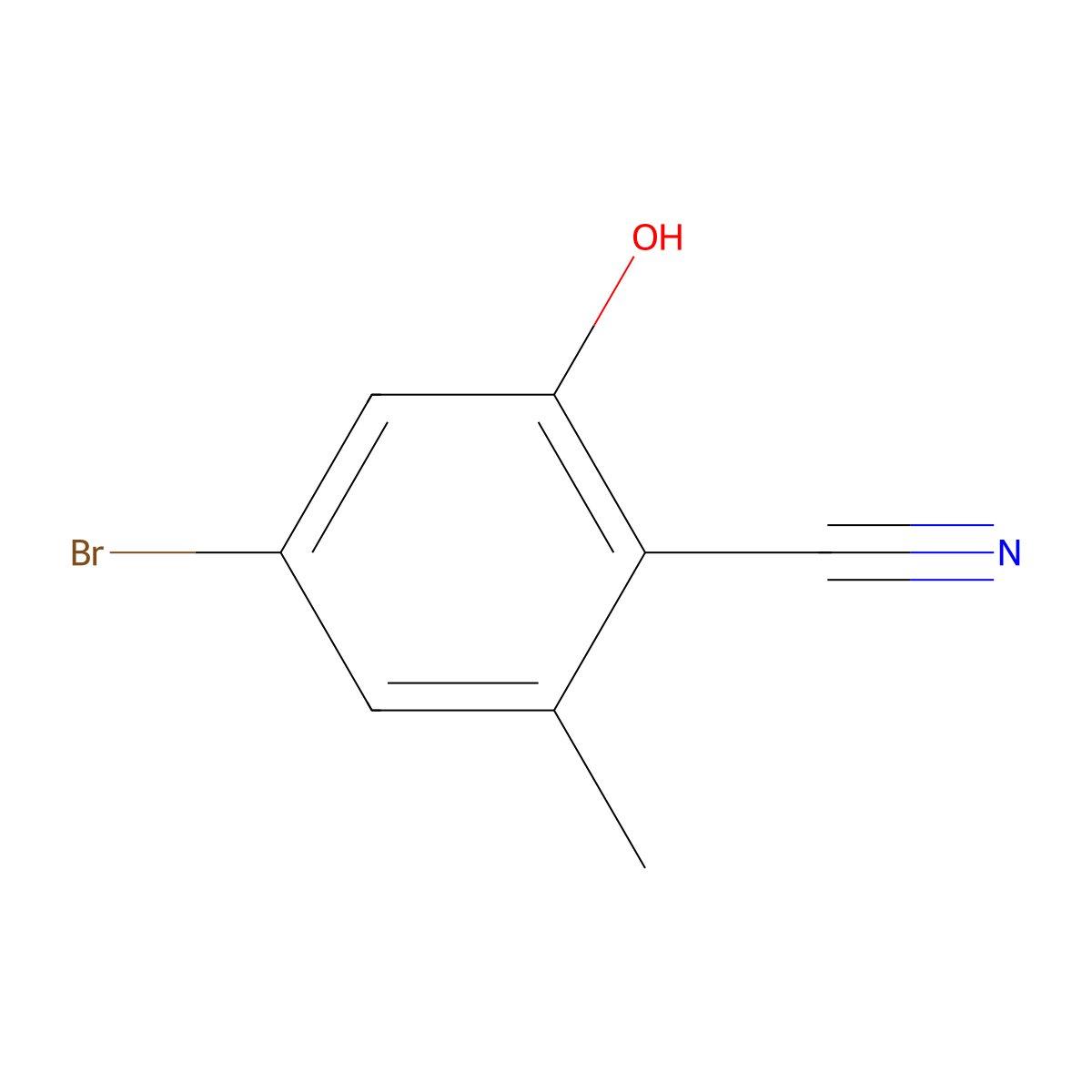 4-Bromo-2-hydroxy-6-methylbenzonitrile molecular structure, CAS 397845-04-4