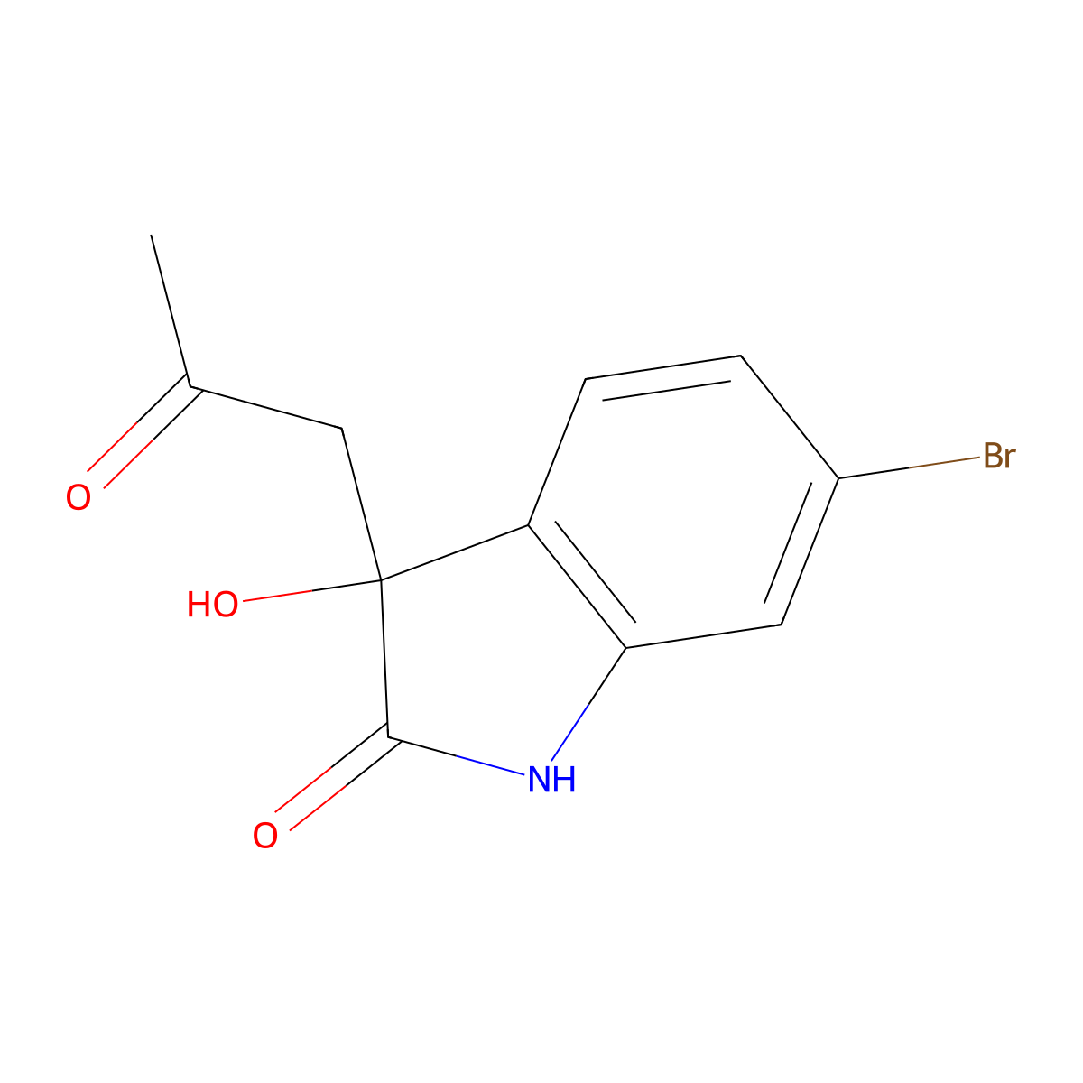 6-bromo-3-hydroxy-3-(2-oxopropyl)-2,3-dihydro-1H-indol-2-one molecular structure, CAS 397846-50-3