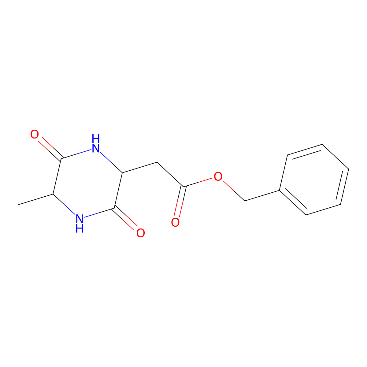 Benzyl 2-(5-methyl-3,6-dioxopiperazin-2-yl)acetate molecular structure, CAS 397847-81-3