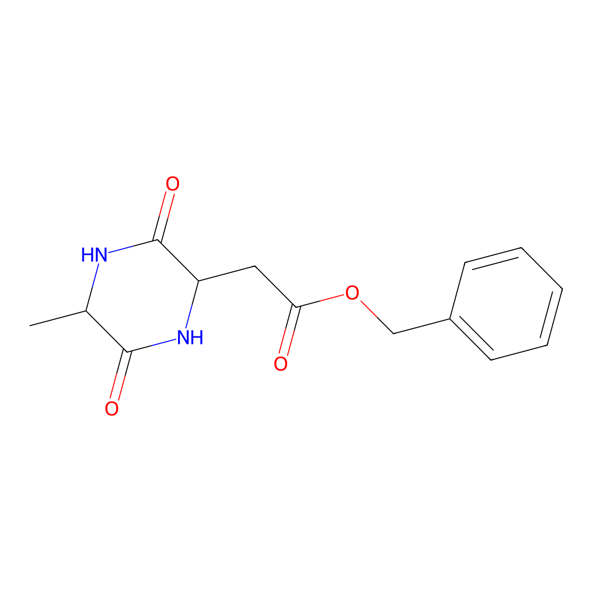 Benzyl 2-(5-methyl-3,6-dioxopiperazin-2-yl)acetate molecular structure, CAS 397847-81-3