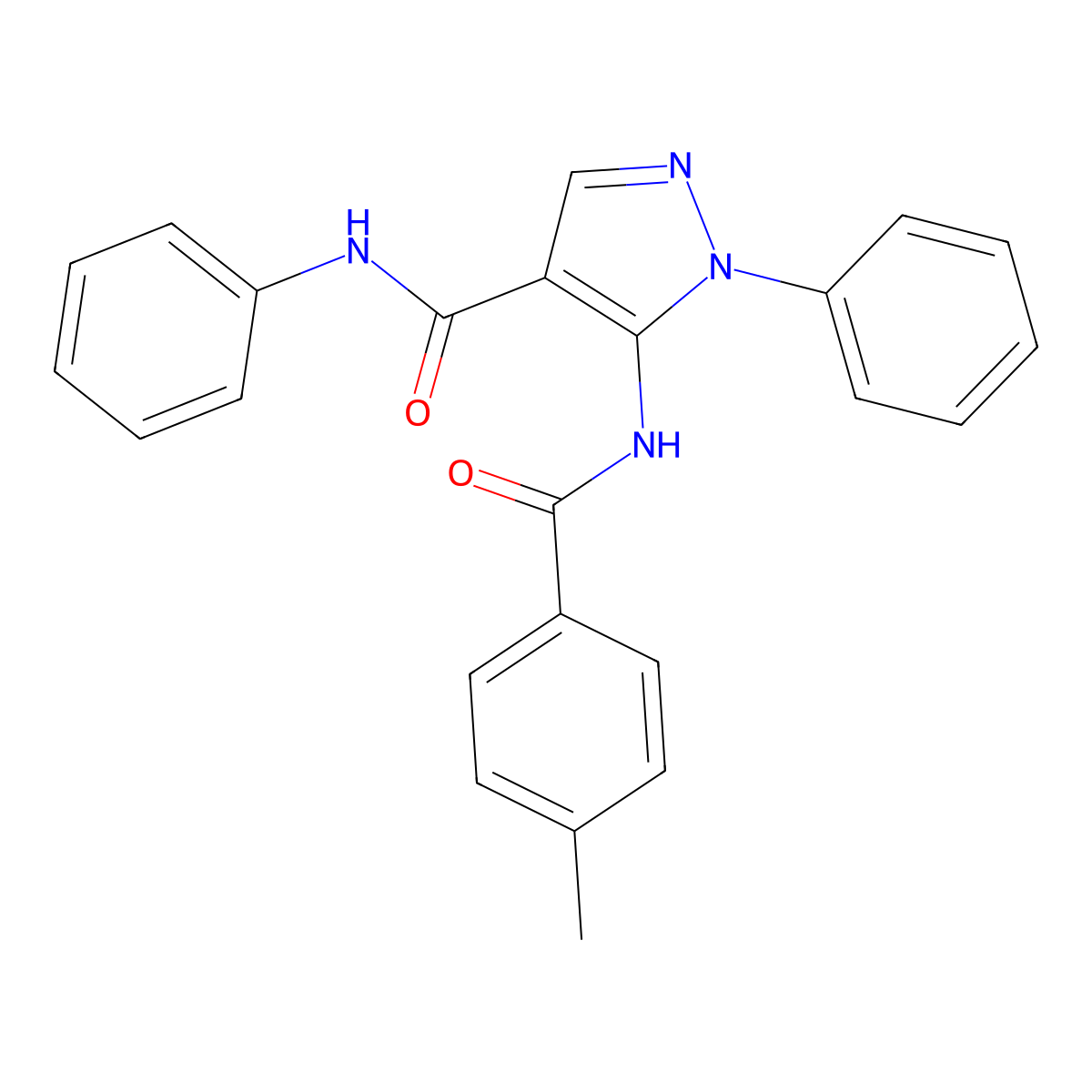 5-[(4-methylbenzoyl)amino]-N,1-diphenylpyrazole-4-carboxamide molecular structure, CAS 397853-14-4