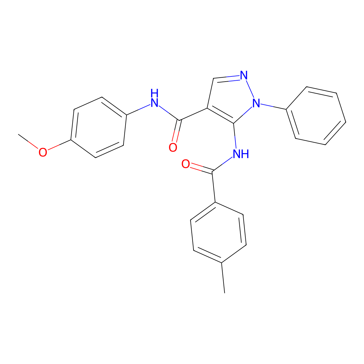 N-(4-methoxyphenyl)-5-[(4-methylbenzoyl)amino]-1-phenylpyrazole-4-carboxamide molecular structure, CAS 397853-16-6