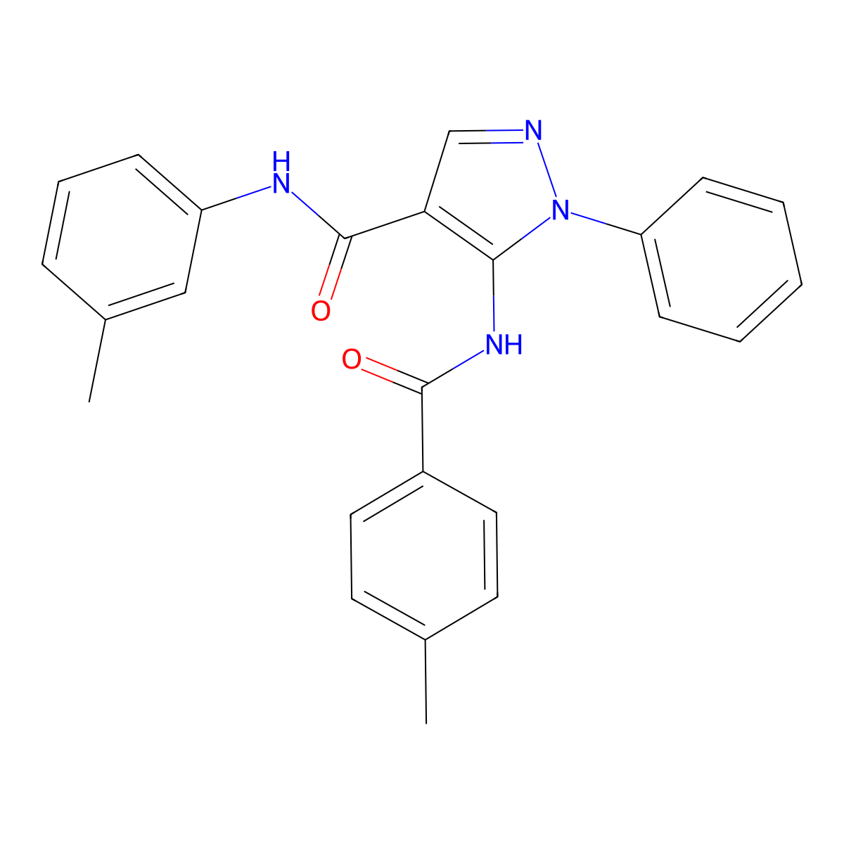 5-[(4-methylbenzoyl)amino]-N-(3-methylphenyl)-1-phenylpyrazole-4-carboxamide molecular structure, CAS 397853-18-8
