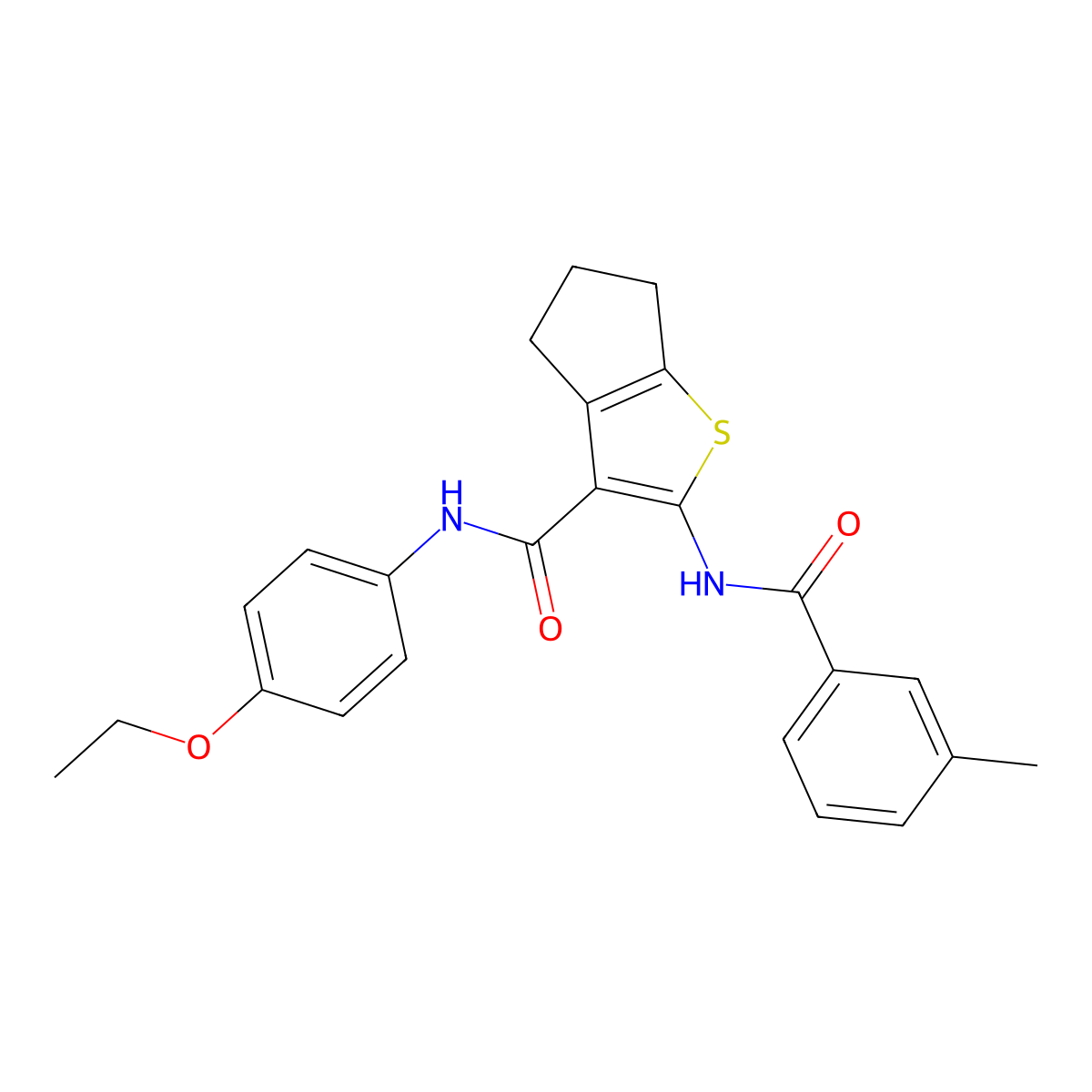 N-(4-ethoxyphenyl)-2-[(3-methylbenzoyl)amino]-5,6-dihydro-4H-cyclopenta[b]thiophene-3-carboxamide molecular structure, CAS 397854-76-1