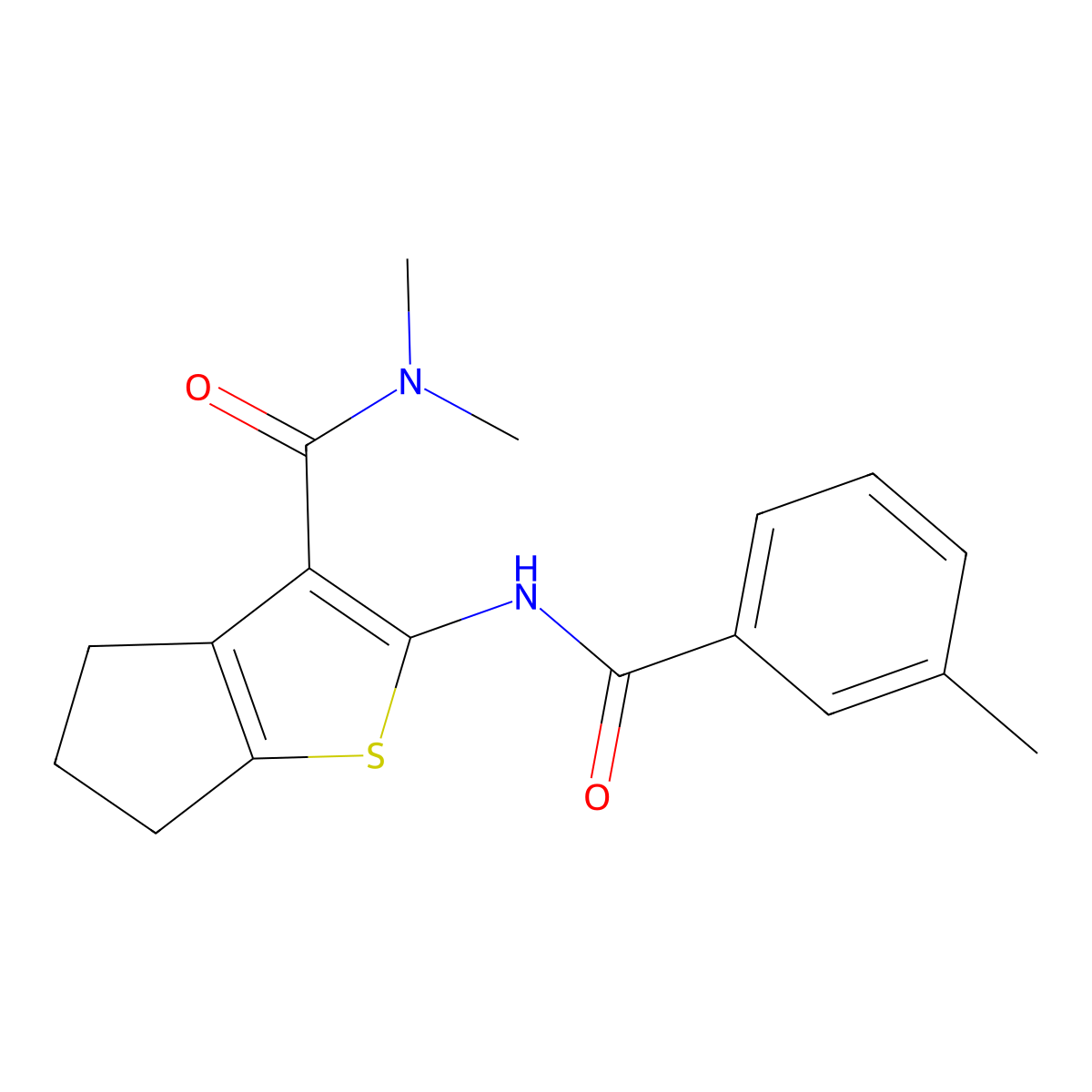 N,N-dimethyl-2-[(3-methylbenzoyl)amino]-5,6-dihydro-4H-cyclopenta[b]thiophene-3-carboxamide molecular structure, CAS 397854-86-3