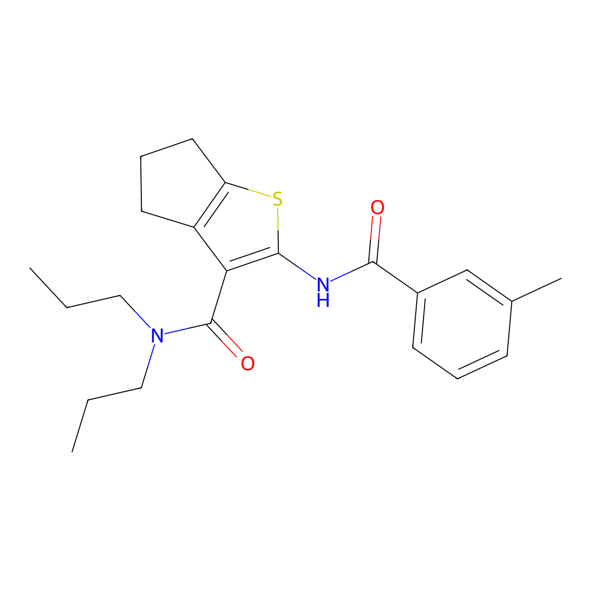 2-[(3-methylbenzoyl)amino]-N,N-dipropyl-5,6-dihydro-4H-cyclopenta[b]thiophene-3-carboxamide molecular structure, CAS 397854-88-5