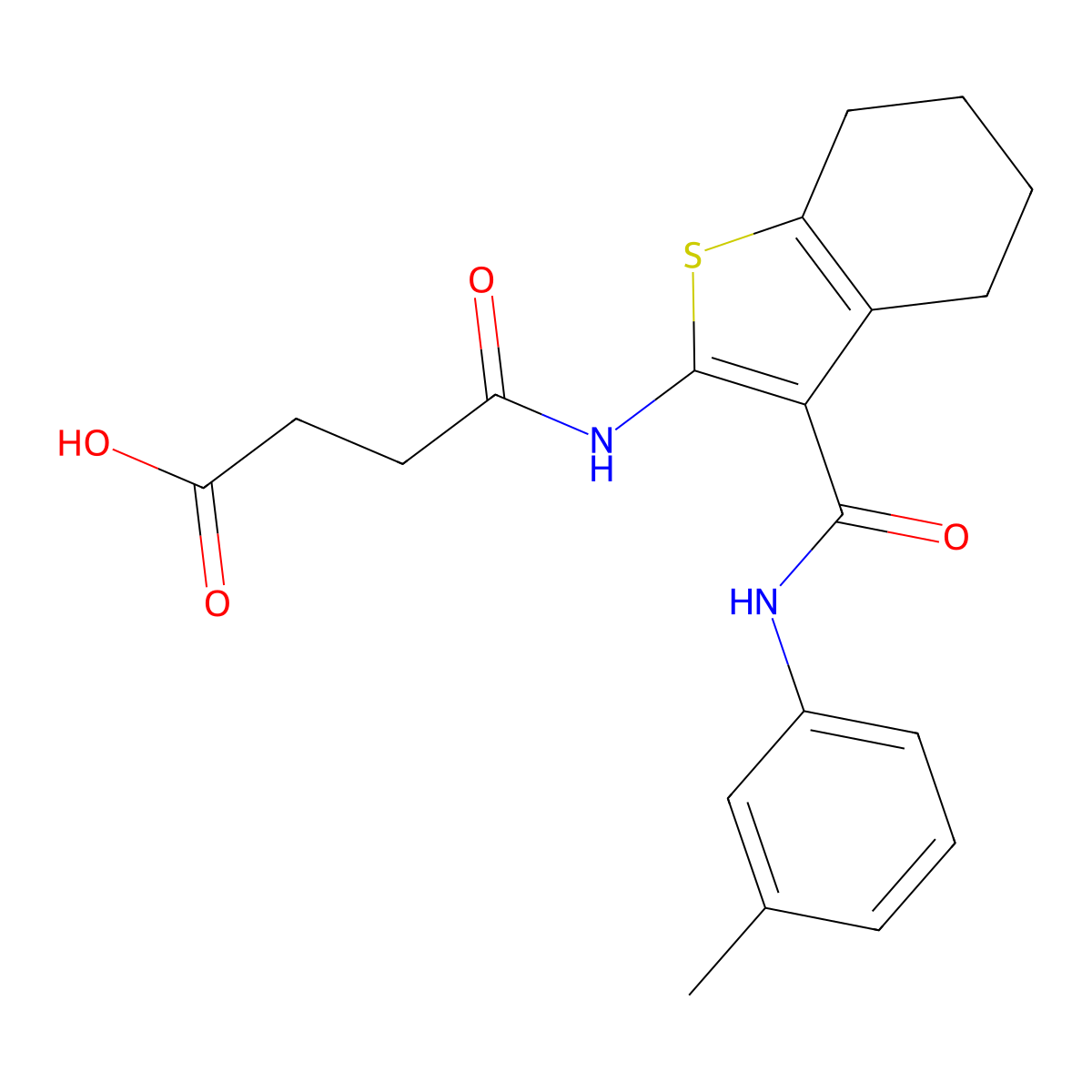 3-(N-{3-[N-(3-methylphenyl)carbamoyl]-4,5,6,7-tetrahydrobenzo[b]thiophen-2-yl} carbamoyl)propanoic acid molecular structure, CAS 397857-95-3