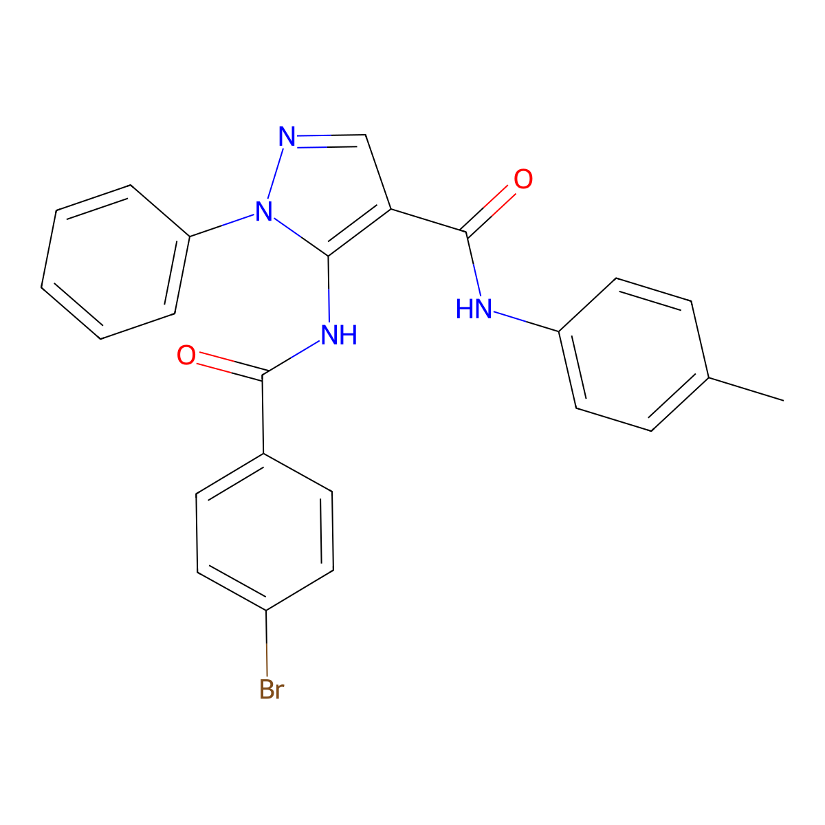 5-[(4-bromobenzoyl)amino]-N-(4-methylphenyl)-1-phenylpyrazole-4-carboxamide molecular structure, CAS 397858-87-6