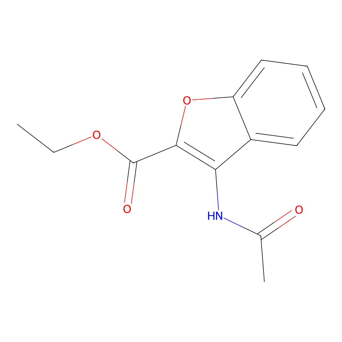 Ethyl 3-acetamido-1-benzofuran-2-carboxylate molecular structure, CAS 39786-38-4