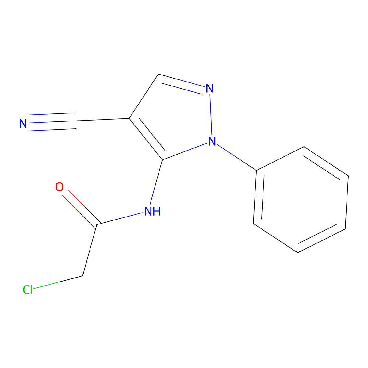 2-chloro-N-(4-cyano-1-phenyl-1H-pyrazol-5-yl)acetamide molecular structure, CAS 397860-10-5