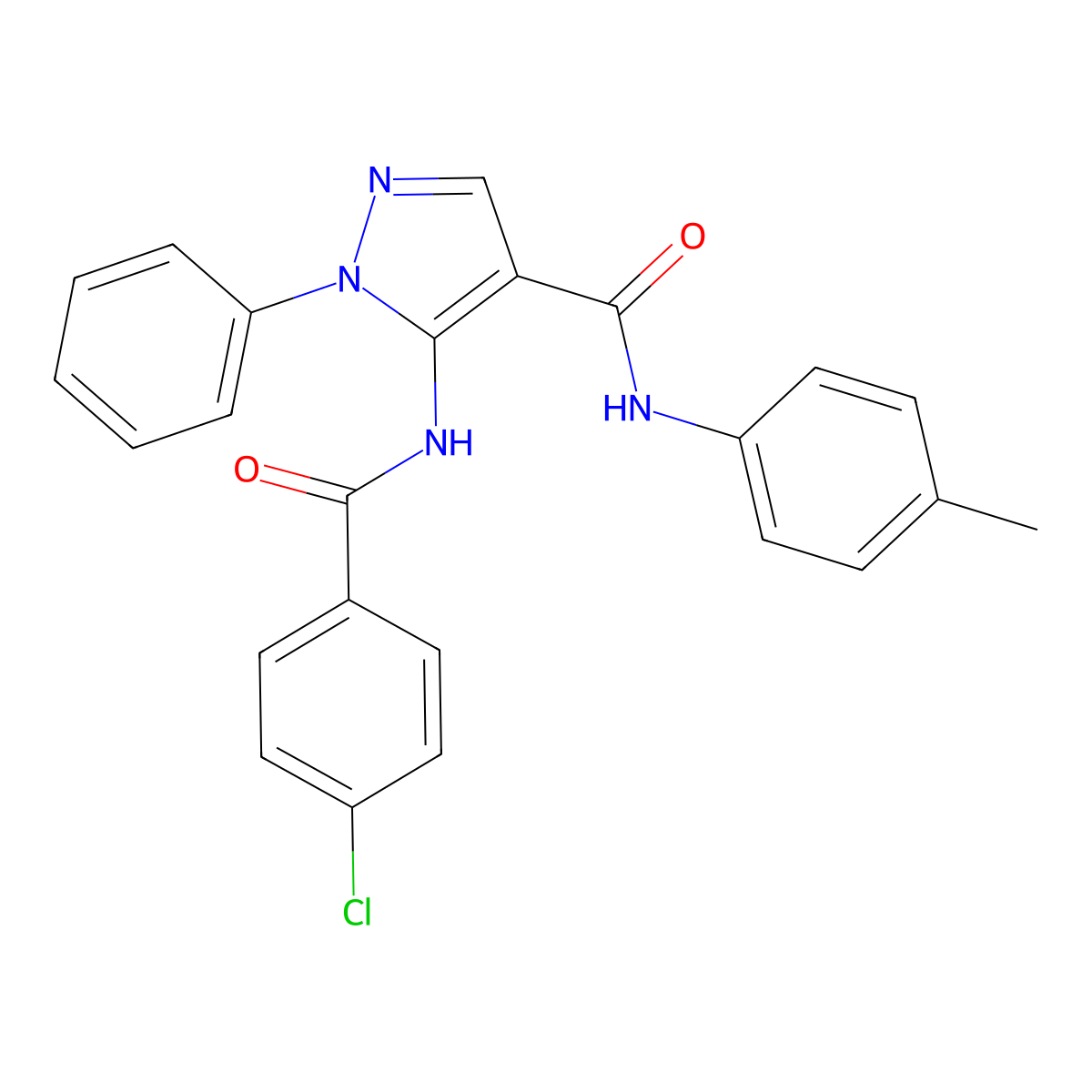 5-[(4-chlorobenzoyl)amino]-N-(4-methylphenyl)-1-phenylpyrazole-4-carboxamide molecular structure, CAS 397860-27-4