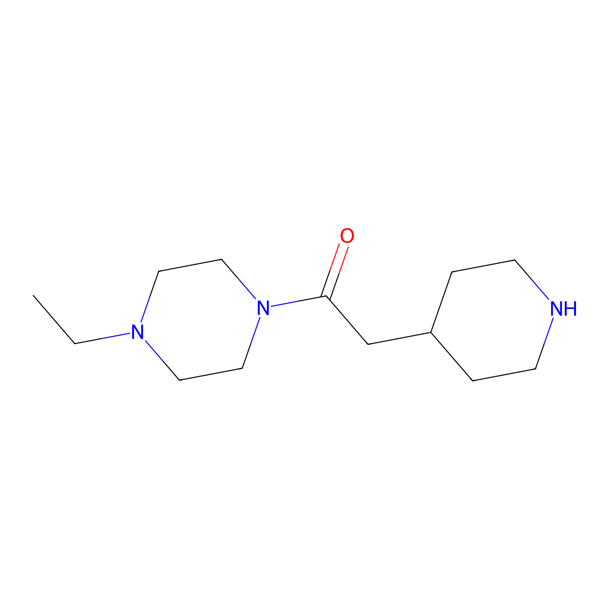 1-(4-Ethylpiperazin-1-yl)-2-(piperidin-4-yl)ethan-1-one molecular structure, CAS 397869-91-9