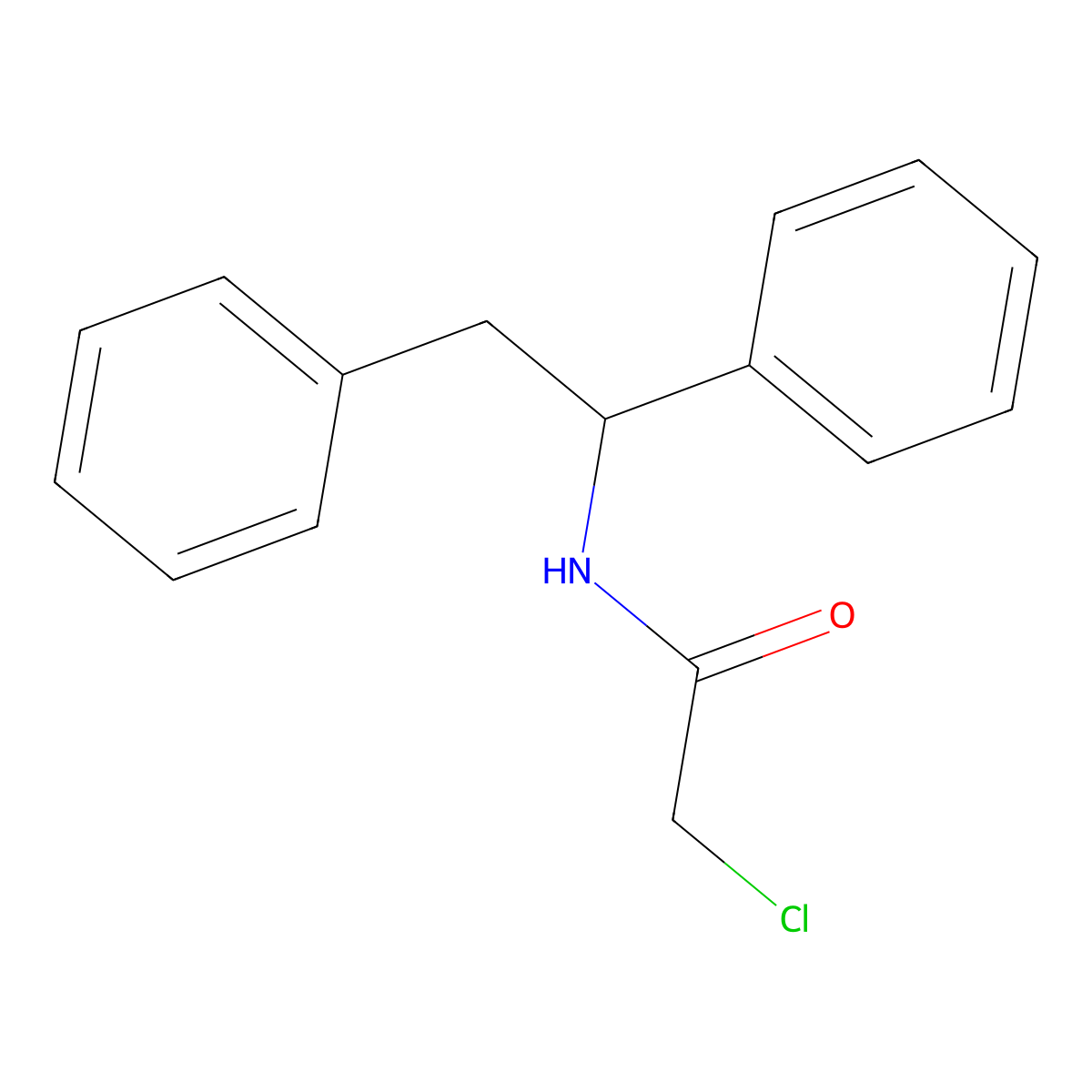 2-chloro-N-(1,2-diphenylethyl)acetamide molecular structure, CAS 39787-95-6