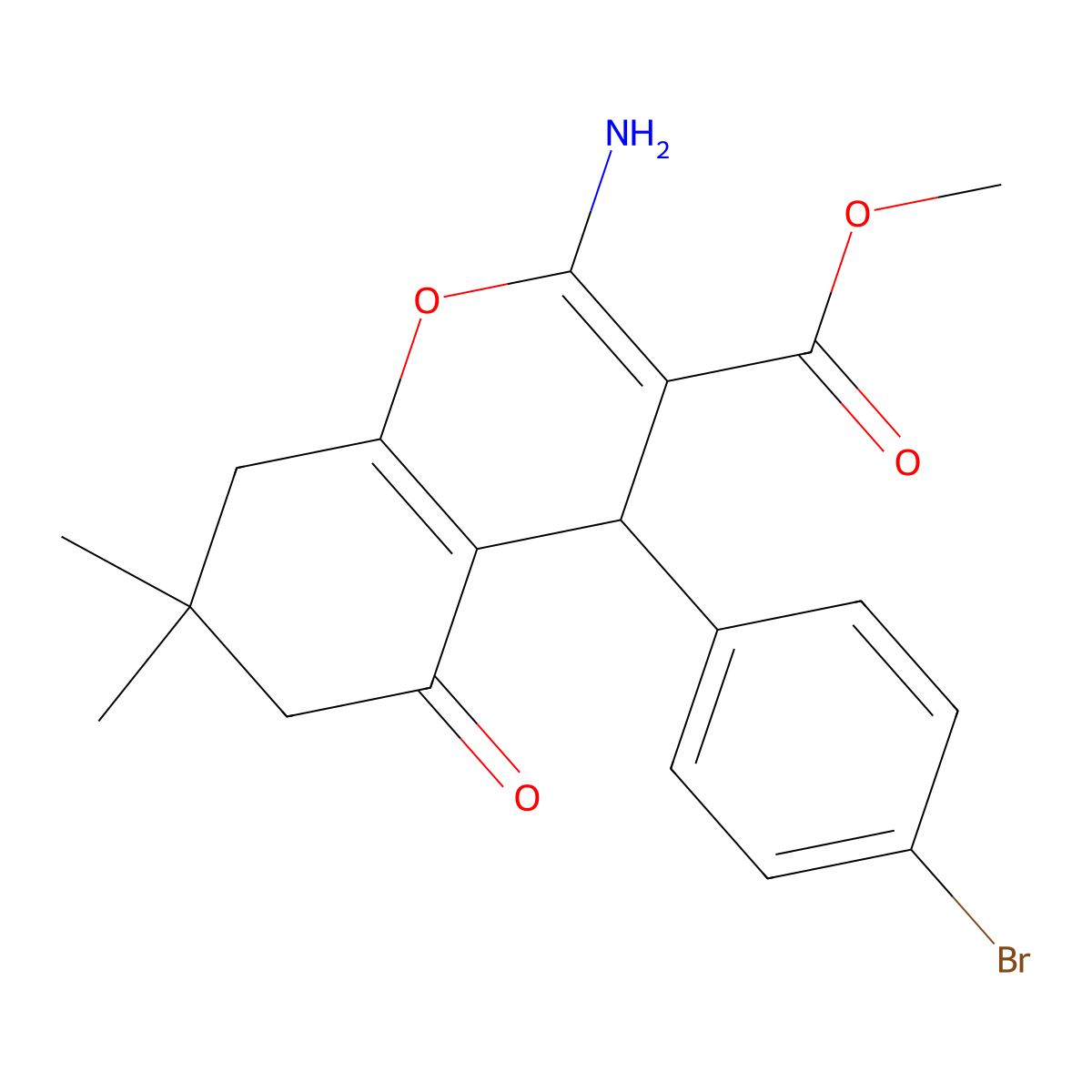 methyl 2-amino-4-(4-bromophenyl)-7,7-dimethyl-5-oxo-5,6,7,8-tetrahydro-4H-chromene-3-carboxylate molecular structure, CAS 397875-40-0