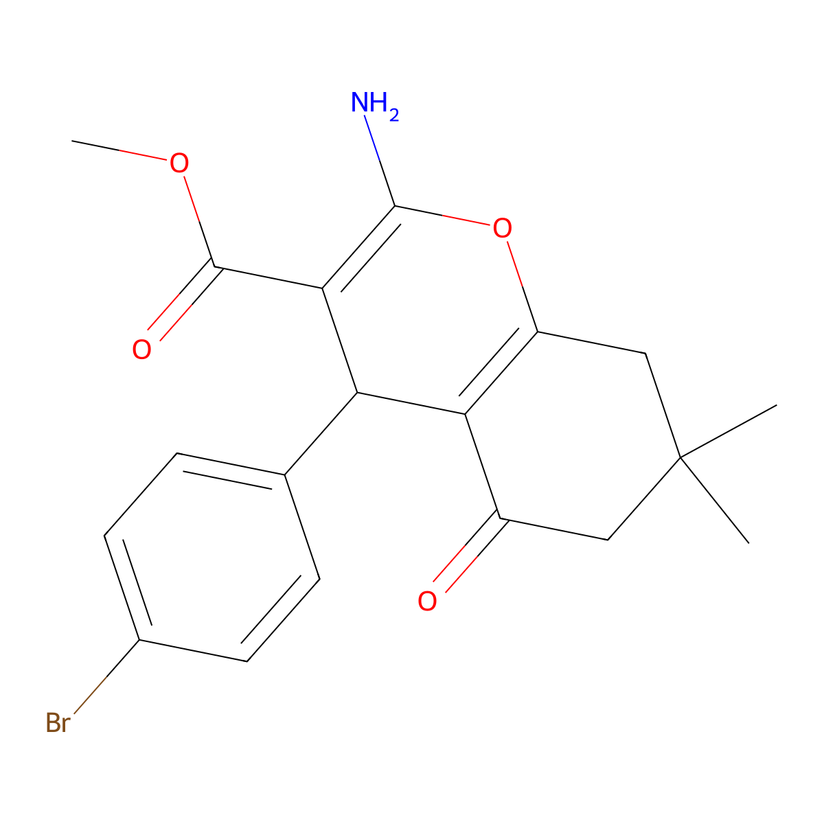 methyl 2-amino-4-(4-bromophenyl)-7,7-dimethyl-5-oxo-5,6,7,8-tetrahydro-4H-chromene-3-carboxylate molecular structure, CAS 397875-40-0