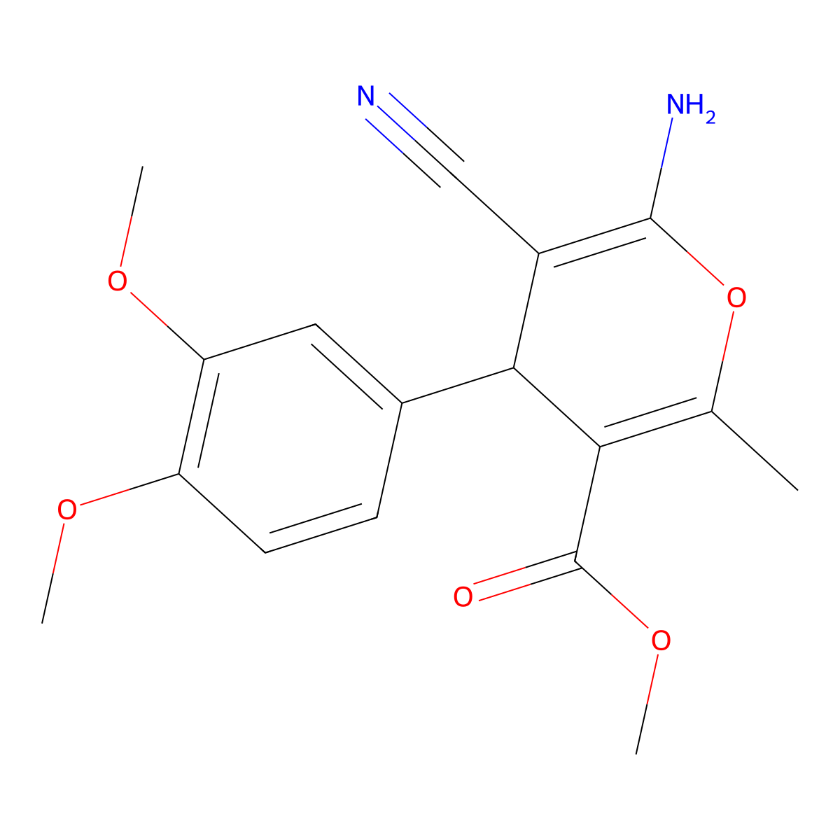 methyl 6-amino-5-cyano-4-(3,4-dimethoxyphenyl)-2-methyl-4H-pyran-3-carboxylate molecular structure, CAS 397875-68-2